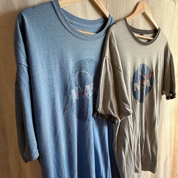 NASA T-Shirts Women’s 3XL Blue Gray Set Distressed Logo Graphic Tee Bundle Space - Picture 3 of 11